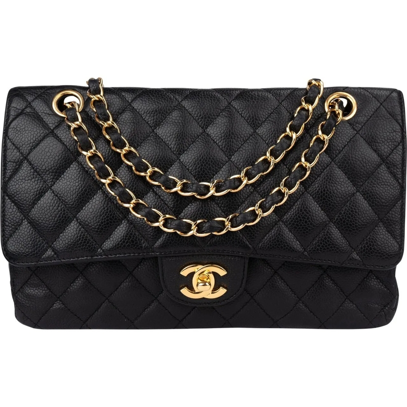 Chanel Sac à bandoulière Chanel Quilted Caviar Leather Medium Double Flap C schwarz