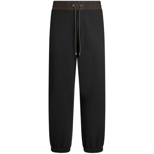 Etro Black Drawstring Jersey Sports Pants Black Pantaloni da jogging