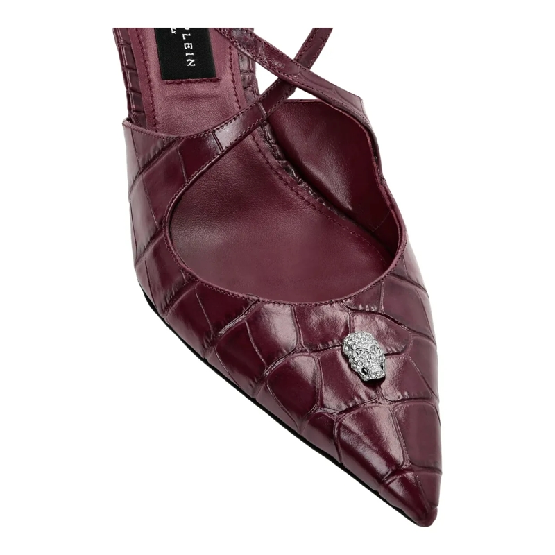 Philipp Plein Pumps Slingback-Schuhe Crocco Geprägt bordeaux(Image 3)