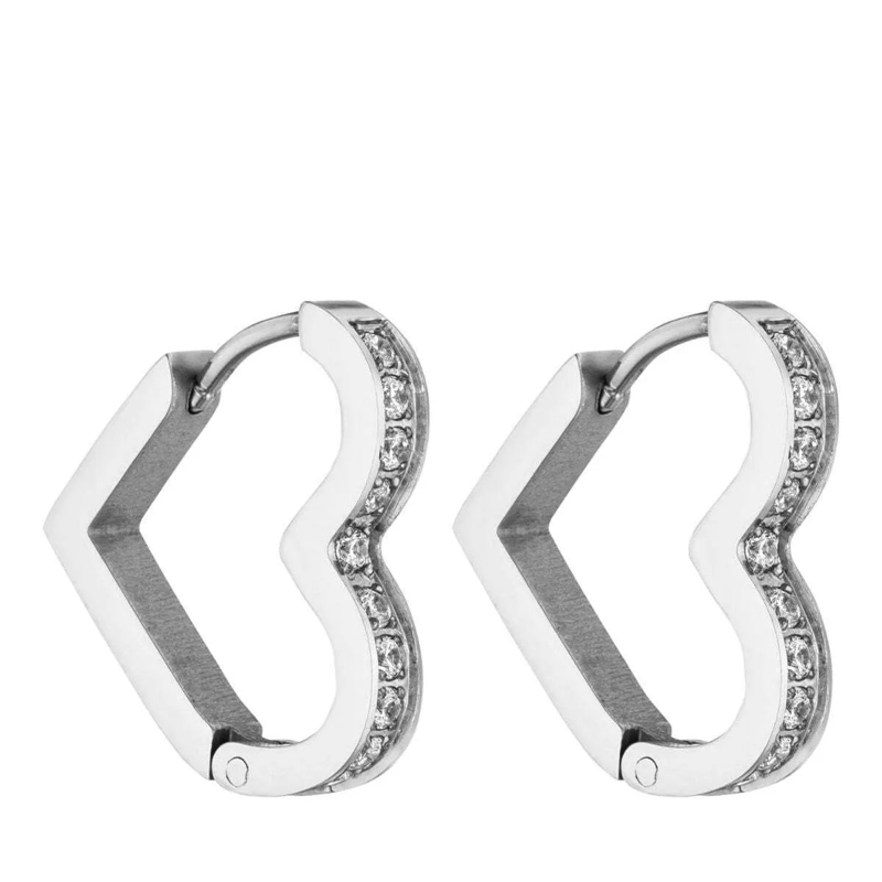 Purelei Ohrstecker Creolen Glitter Heart silber