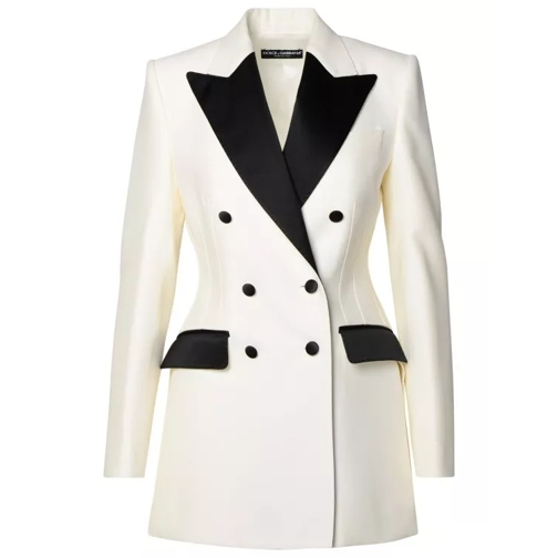 Dolce&Gabbana White Wool Blend Blazer White 