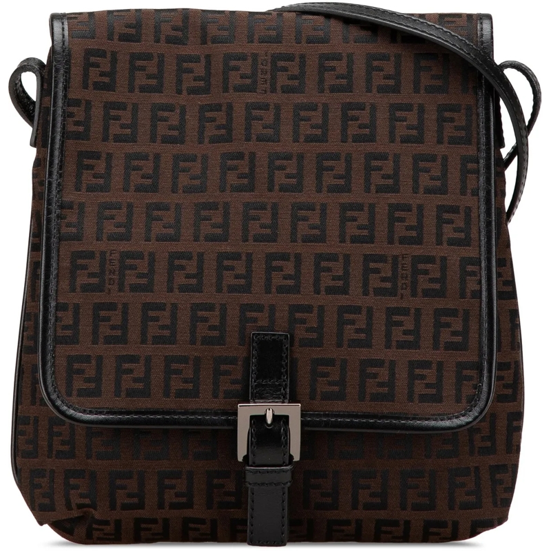 Fendi Schultertasche Zucchino Canvas Crossbody braun