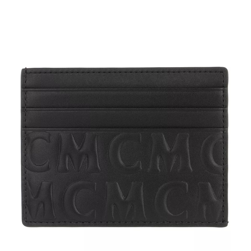 MCM Monogramme Leather Card Case Black Porta carte di credito
