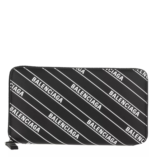 Balenciaga Zip-Around Wallet Leather Black/White Continental Wallet-plånbok