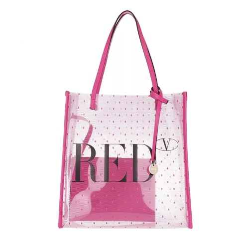 Red Valentino Small Tote Trasparente Glossy Pink Draagtas