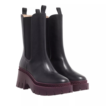 Coach Alexa Leather Bootie Black Deep Berry Chelsea laars