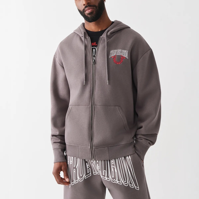 True Religion Sweatjacke Zip-Hoodie GROOVY BUDDHA- Zip-Hoodie- Weiches M grau(Image 6)