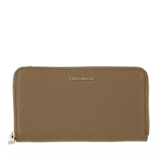 Coccinelle Wallet Grainy Leather  Moss Green Zip-Around Wallet