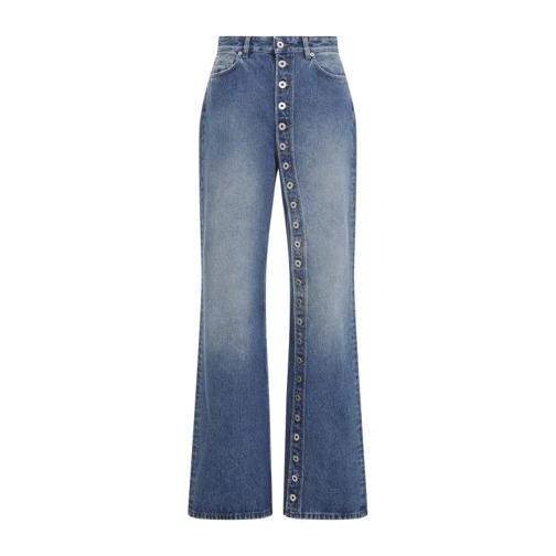 Jean Paul Gaultier One Leg Buttons Detail Jeans Blue 