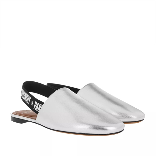 Givenchy Rivington Flat Muleas Leather Silver Slide
