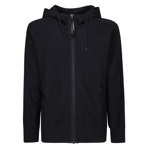 CP Company Hoodie Long-Sleeved Cotton Sweatshirt With Zip Closure Blue