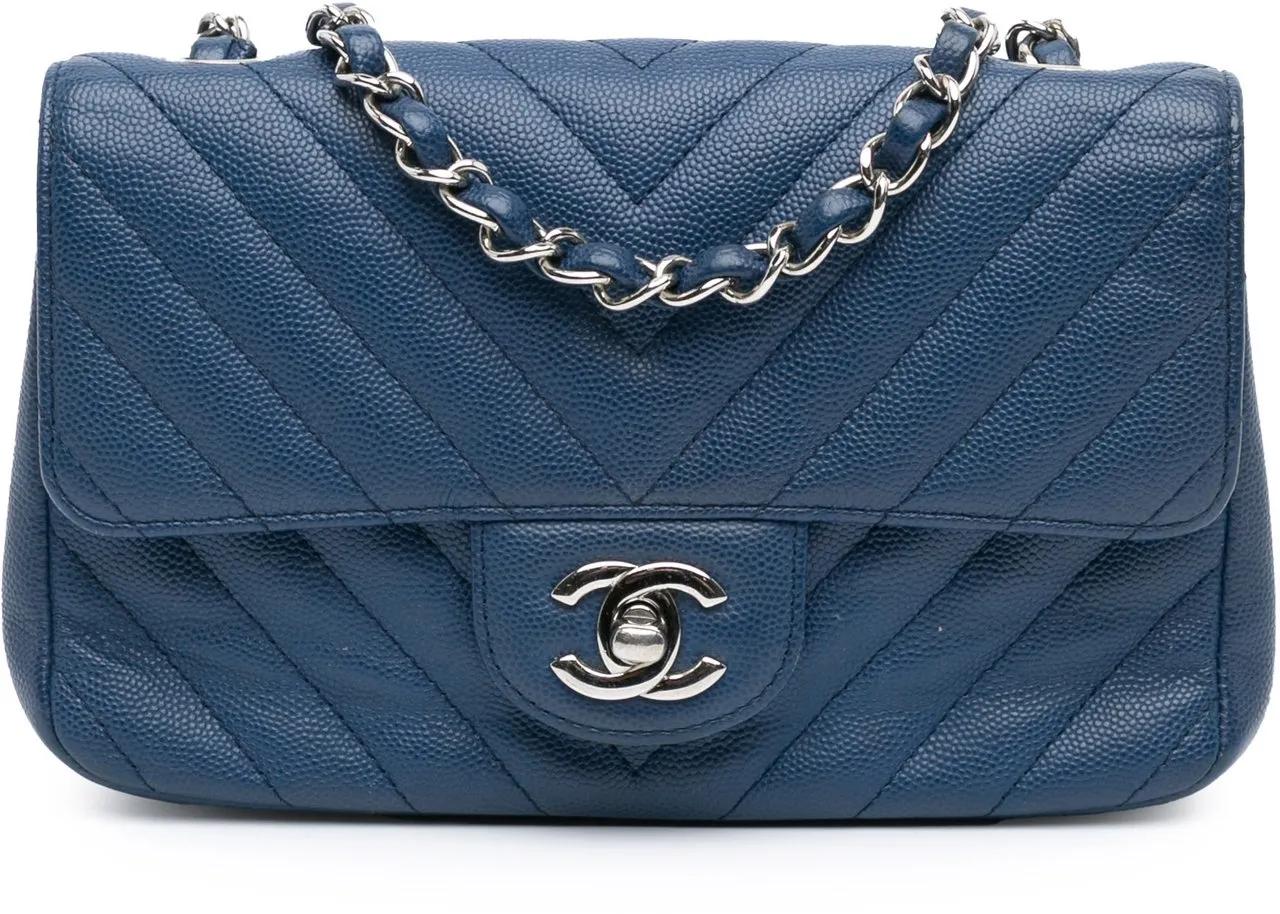Chanel Hobo Bags - Mini Rectangular Classic Chevron Caviar Single Fla - Gr. unisize - in Blau - für Damen