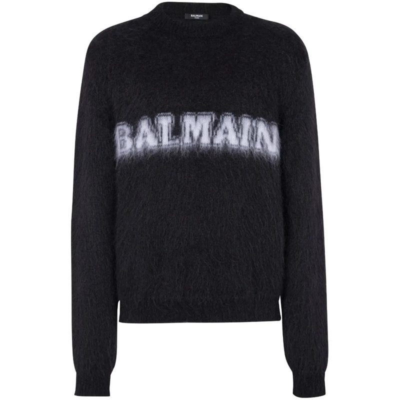 Balmain Trui Brushed-Finish Mohair Blend Jumper Black