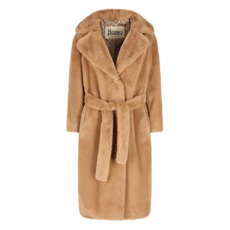 Herno  Mid-Length Faux Fur Coat Brown