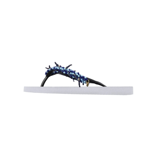 UZURII Flip Flop Zehentrenner Beach Cocktail Girl Mid Heel Taupe weiss
