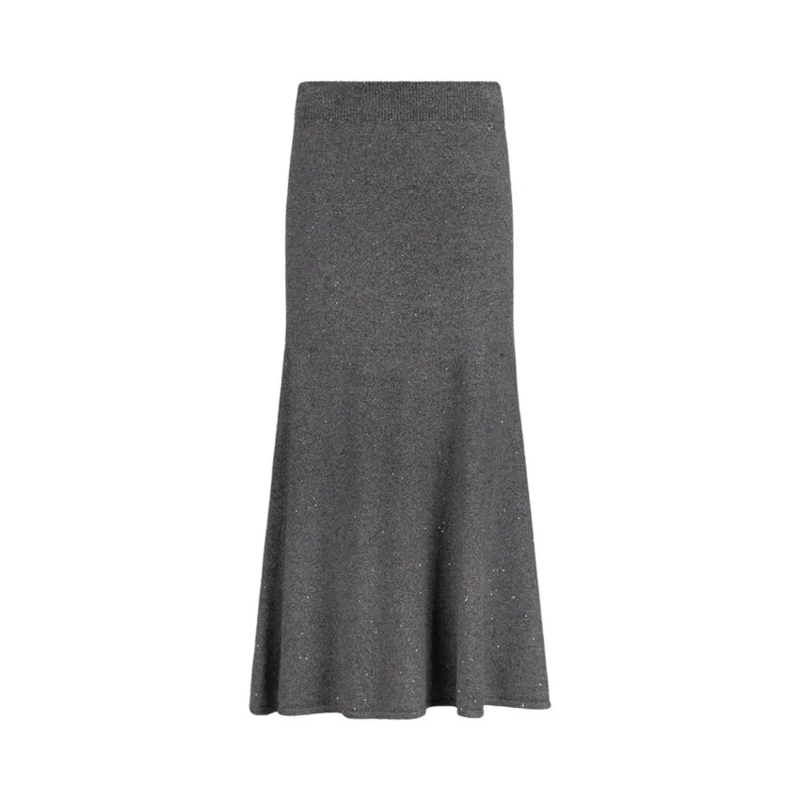 LIU JO Midirock Midi Skirt With All-Over Micro-Sequins Grey