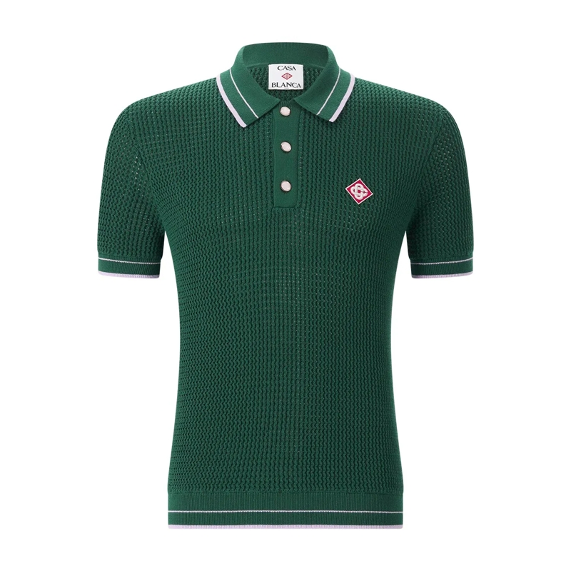 Casablanca Poloshirt Poloshirt aus Grobstrick grün