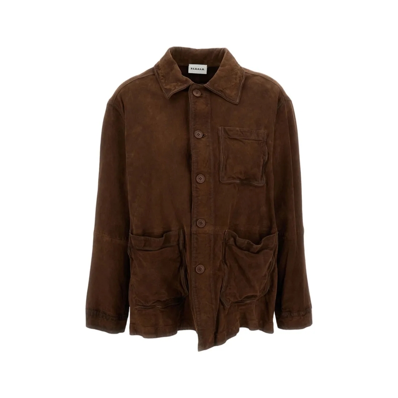P.A.R.O.S.H. Veste en cuir Brown Suede Leather Shirt-Style Jacket Brown