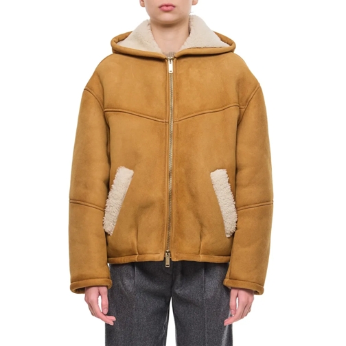 HALFBOY Jas in omgekeerd lam Shearling Zipped Hoodie Brown