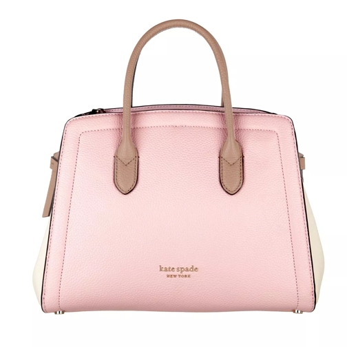 Kate Spade New York Knott Pebbled Leather Medium Satchel Chalk Pink Rymlig shoppingväska