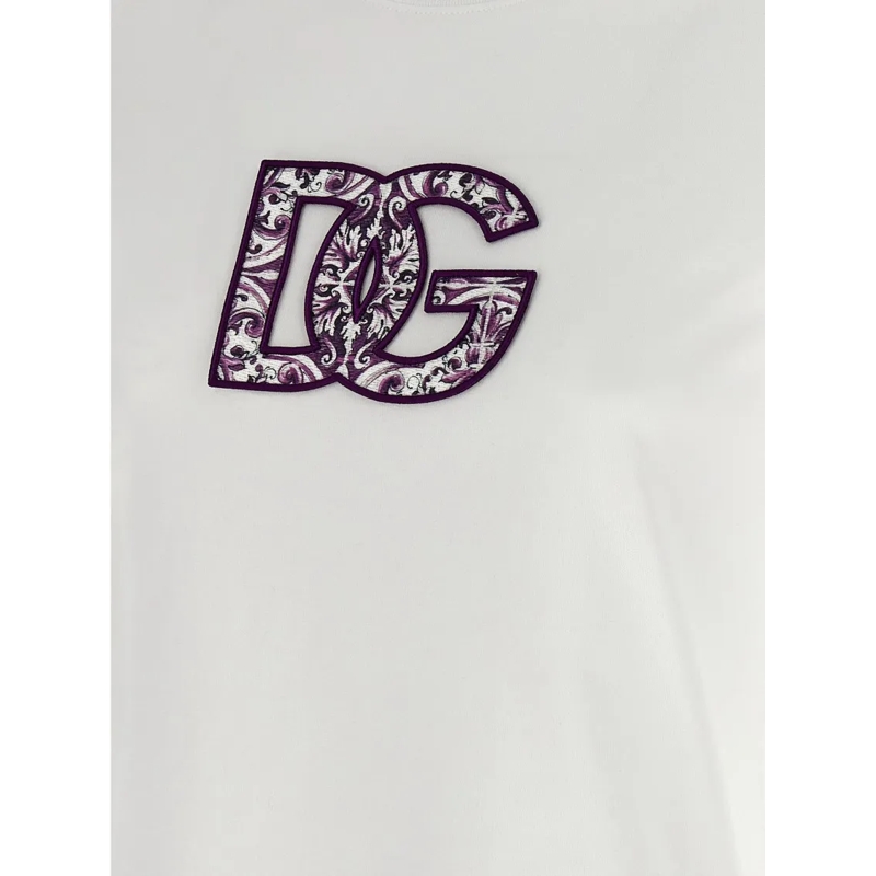 Dolce&Gabbana T-Shirt Maiolica' Logo Patch T-Shirt White(Image 4)