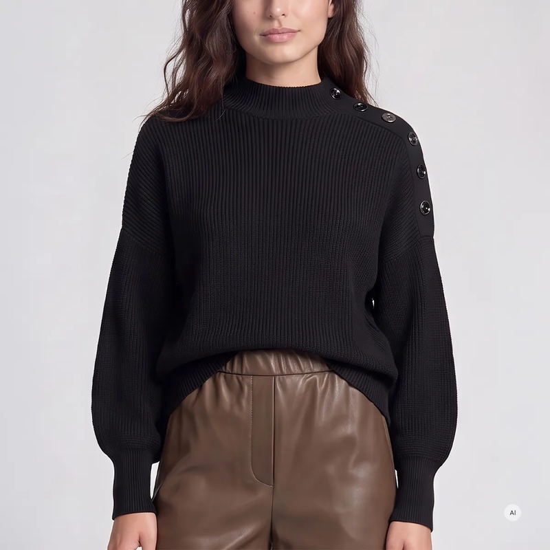 Marc Aurel  Pullover- hohe Manschetten-Bündchen- feines Hal schwarz(Image 3)