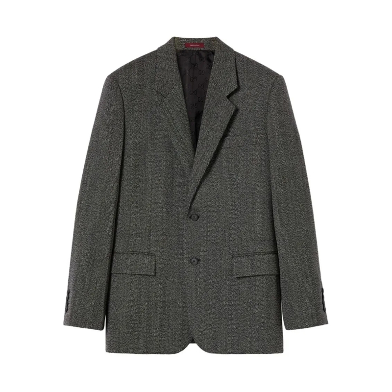 Gucci Blazer Tailored Two-Button Dark Grey Jacket Grey