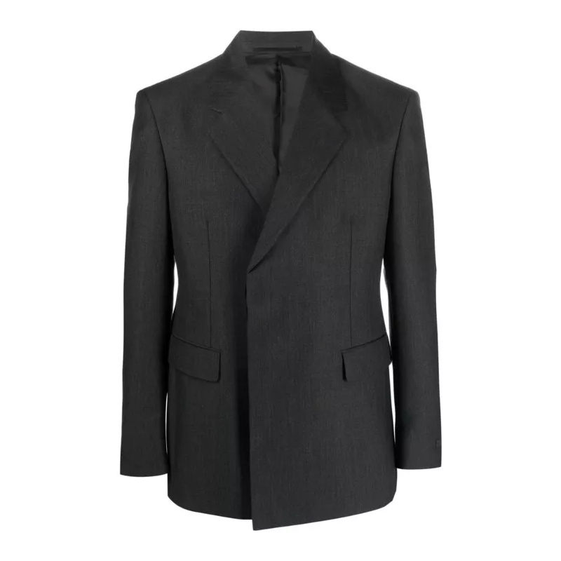 Prada  Double-Breasted Wool Jacket Grey