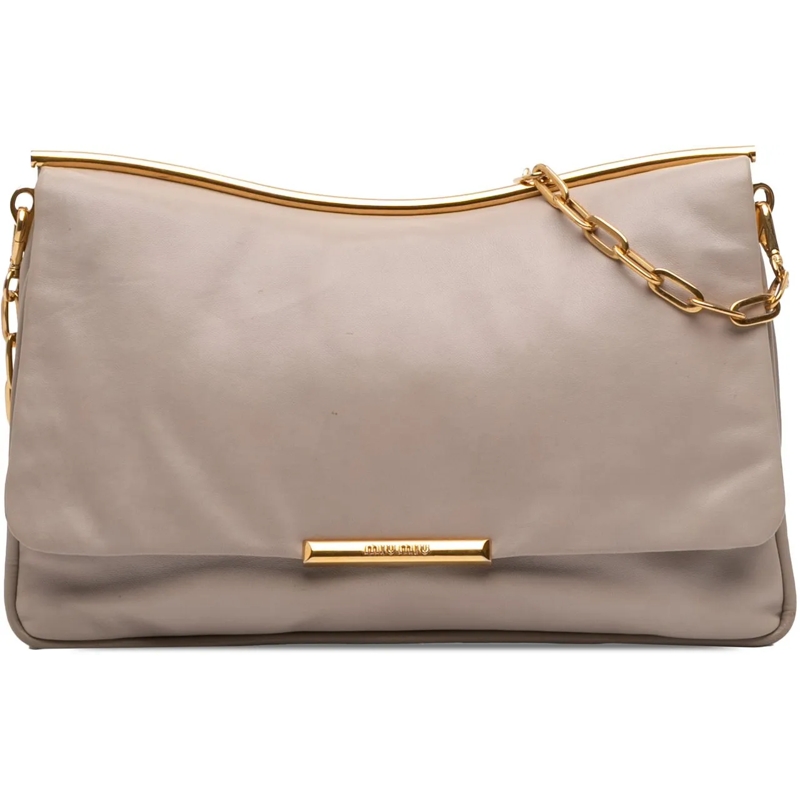 Miu Miu Schultertasche Lambskin Leather Shoulder Bag grau