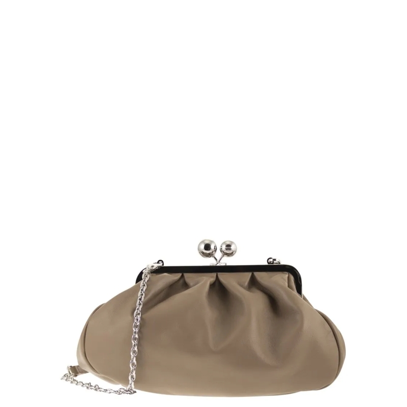 Max Mara Clutch Medium Pastry Bag In Soft Nappa Leather Neutrals