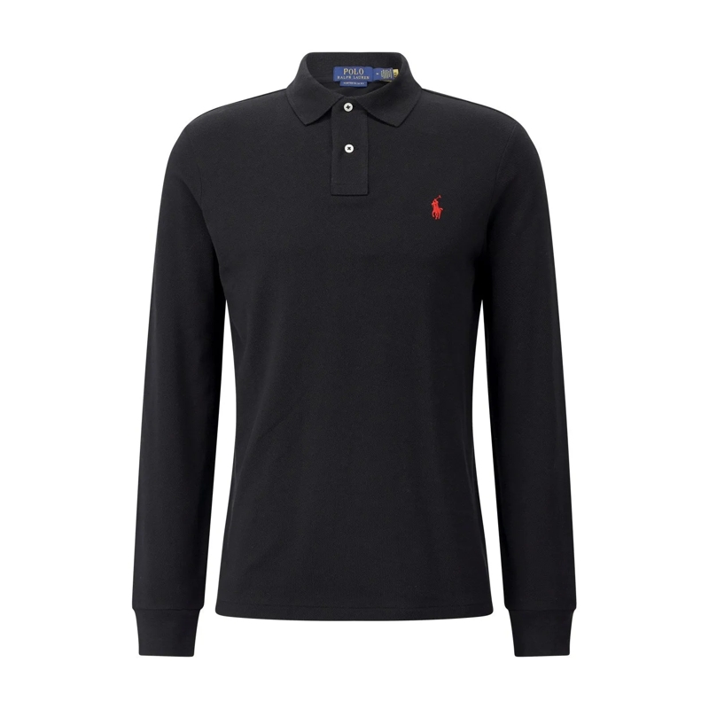 Polo Ralph Lauren Polohemd Langarm-Poloshirt mit Logo Schwarz