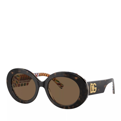 Dolce&Gabbana 0DG4448 Havana On White Barrow Sunglasses