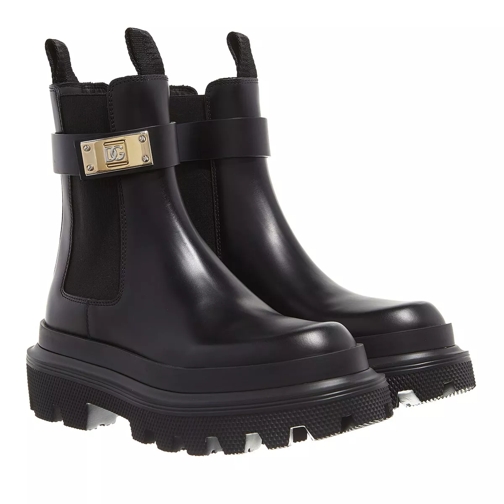 Dolce&Gabbana Boot With Logo Plaque Black Chelsea laars