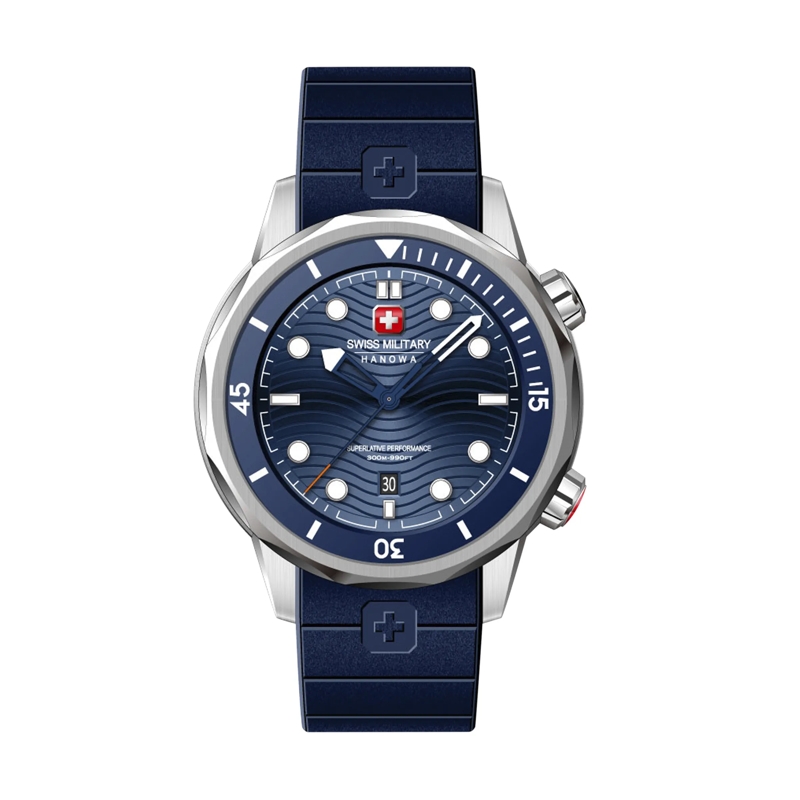 Swiss Military Hanowa Quarzuhr Quarzuhr Breakwater- 3 Zeiger Uhr- Wasserbestän blau