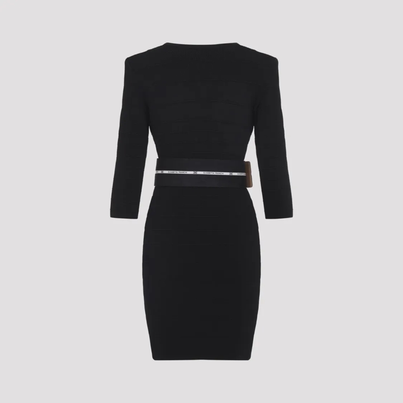 Elisabetta Franchi Mini-jurk Mini Dress With Deep V-Neck Black