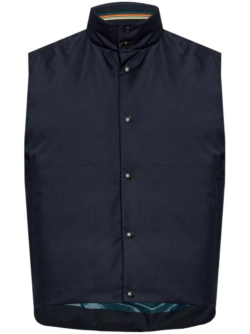 Paul Smith - Navy Blue Wool Vest - Größe L - blau