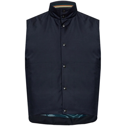 Paul Smith Navy Blue Wool Vest Blue Övergångsjacka