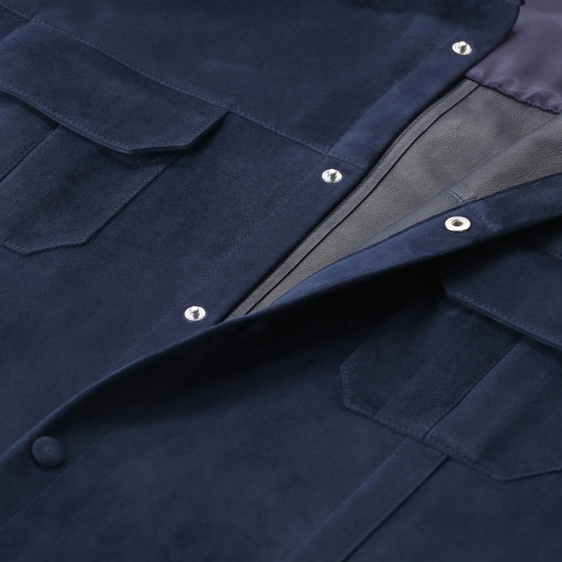 Valentino Garavani Übergangsjacke Jacke aus Veloursleder dunkelblau(Image 5)