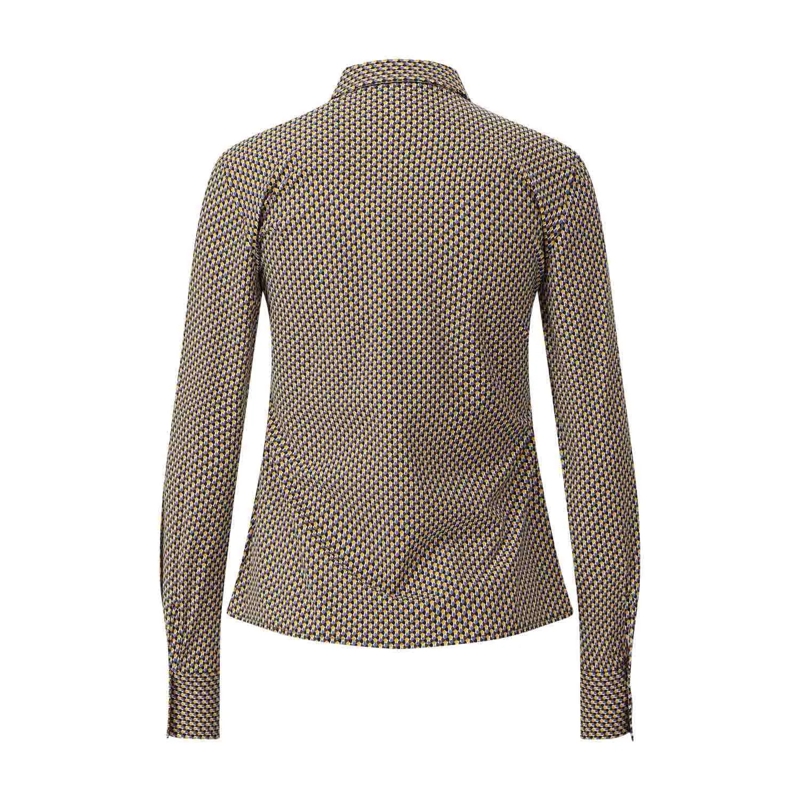 CALIBAN Bluse Skin Like Hemdbluse mit Muster mehrfarbig