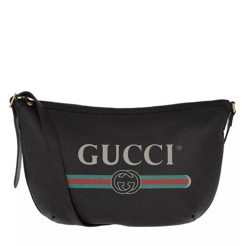 Gucci Half-Moon Hobo Bag Leather Black Crossbody Bag