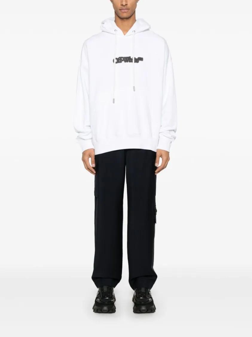 Off-White Arrows Motif Hooded Sweatshirt With Pouch Pocket White
