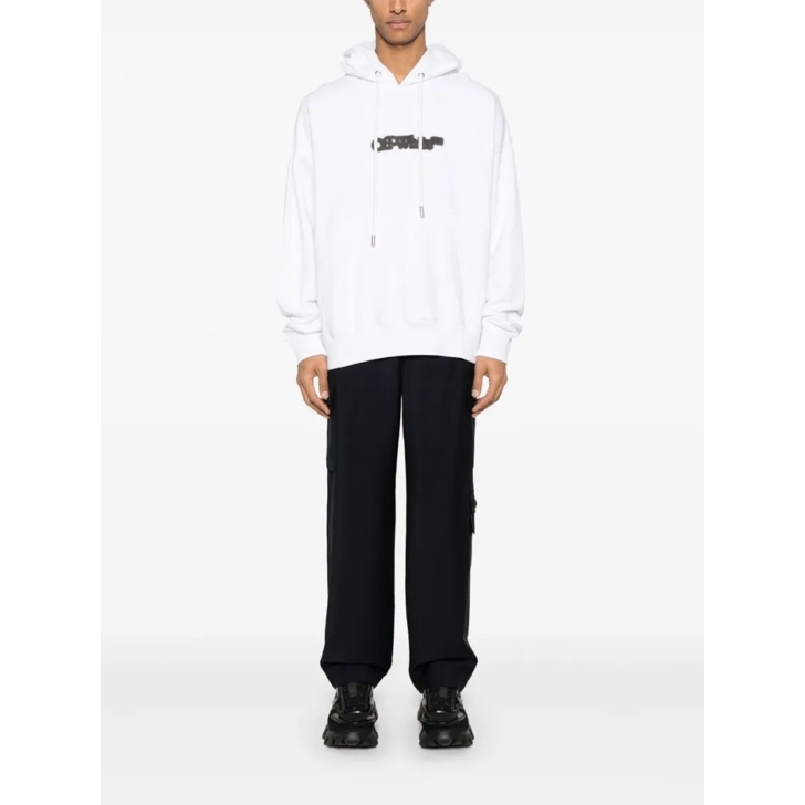 Off-White Arrows Motif Hooded Sweatshirt With Pouch Pocket White