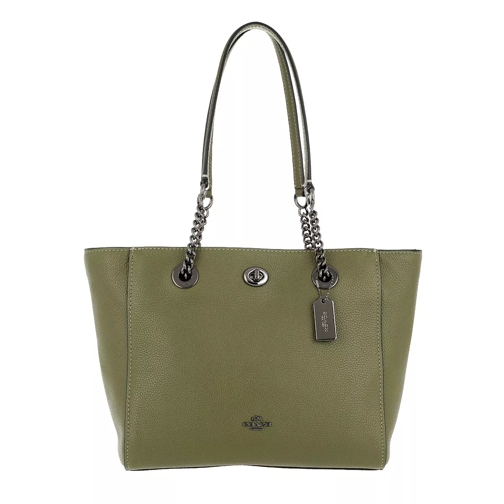 Coach Pebbled Leather Turnlock Chain Tote Utility Sac à provisions