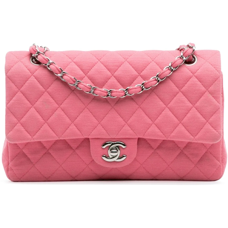 Chanel Sac à bandoulière Medium Classic Jersey Double Flap rose