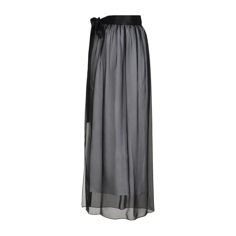 Dolce&Gabbana Minirok Silk Maxi Skirt With Bow Detail And Sheer Overlay Black