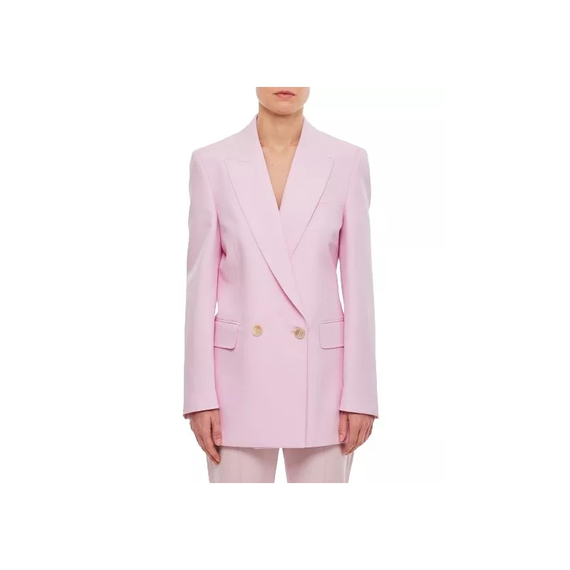 Alexander McQueen Blazer Wool Double Breasted Jacket Pink