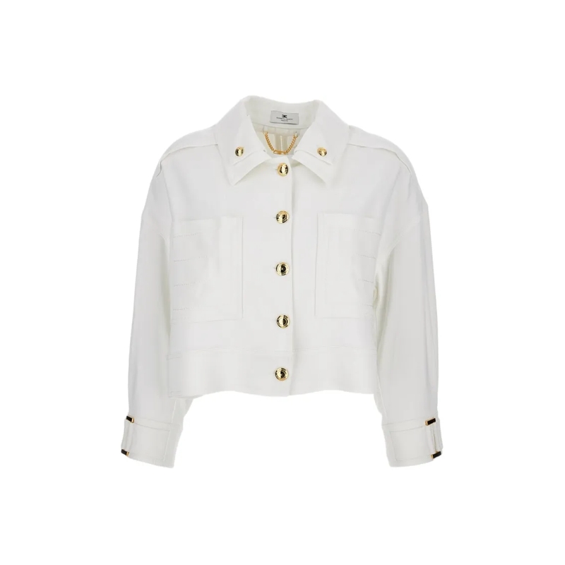 Elisabetta Franchi Übergangsjacke Gold-Button Relaxed Jacket White
