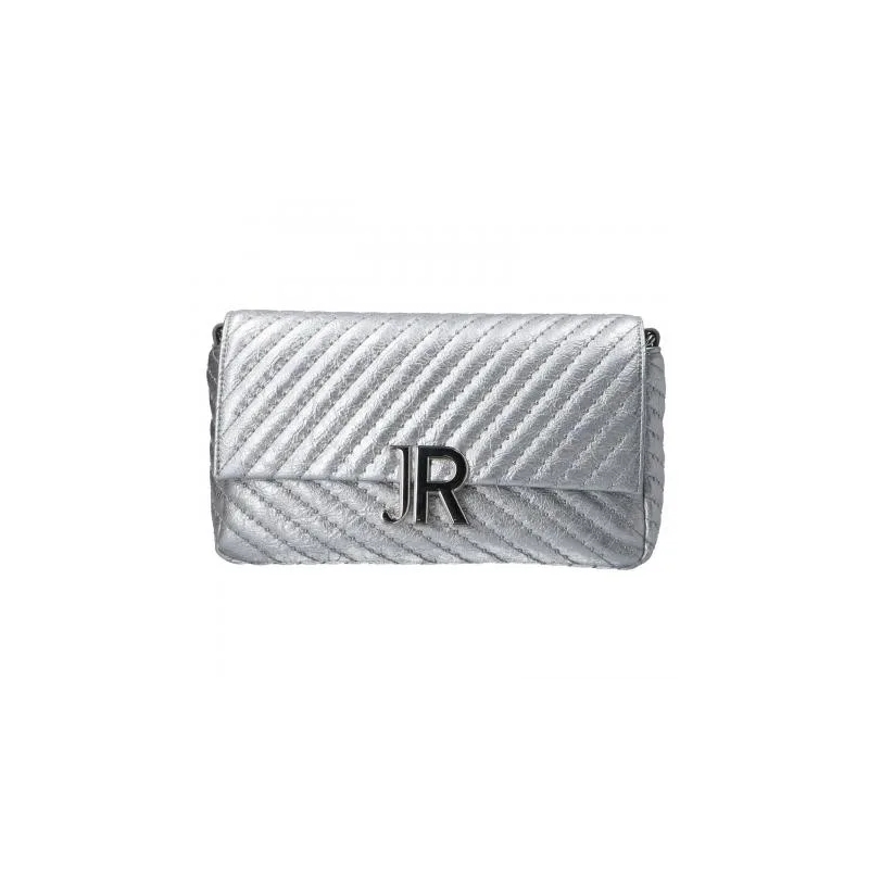 John Richmond Schultertasche Rectangular Metallic Quilted Bag With Jr Logo White