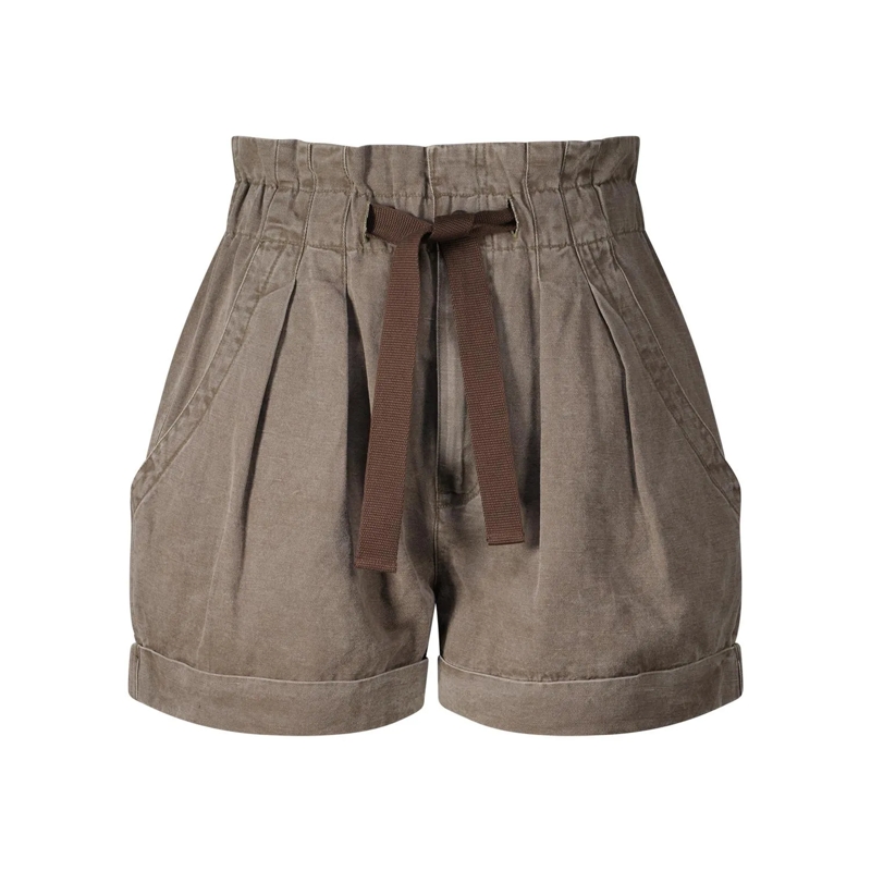 Etoile Isabel Marant Bermuda-Shorts Relaxed Fit Cotton-Linen Blend Bermudas Brown(Image 2)
