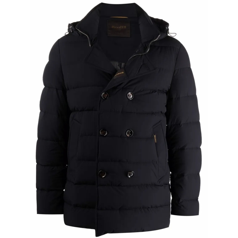 Moorer Doudoune High Neck Double-Breasted Parka With Detachable Ho Blue
